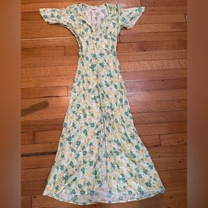 Billabong Floral Maxi Dress in Yellow and Green